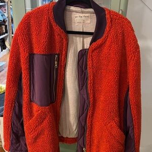 Free People Red and Purple Teddy Jacket